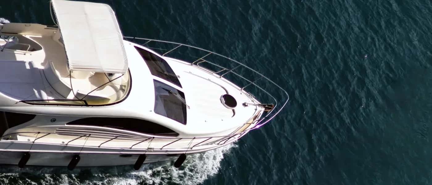 A yacht at anchor off the Dubai coast