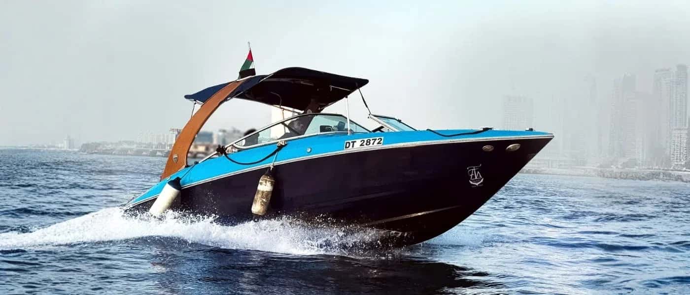 A fishing boat heading out from Dubai