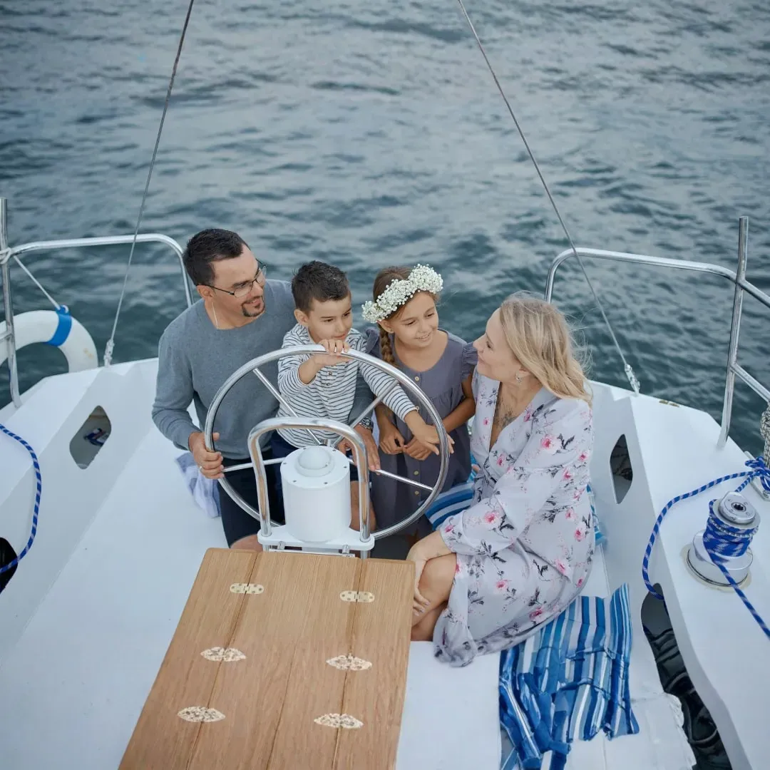 Families on a yacht in Dubai